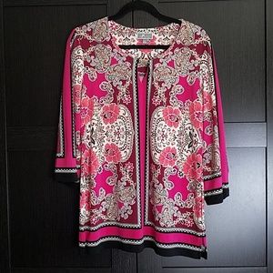 Embellished Printed Keyhole Tunic Top